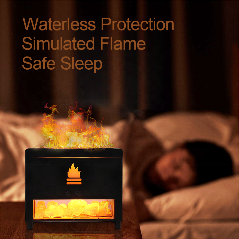 3D Salt Stone Fire Flame Aroma Diffuser Humidifier