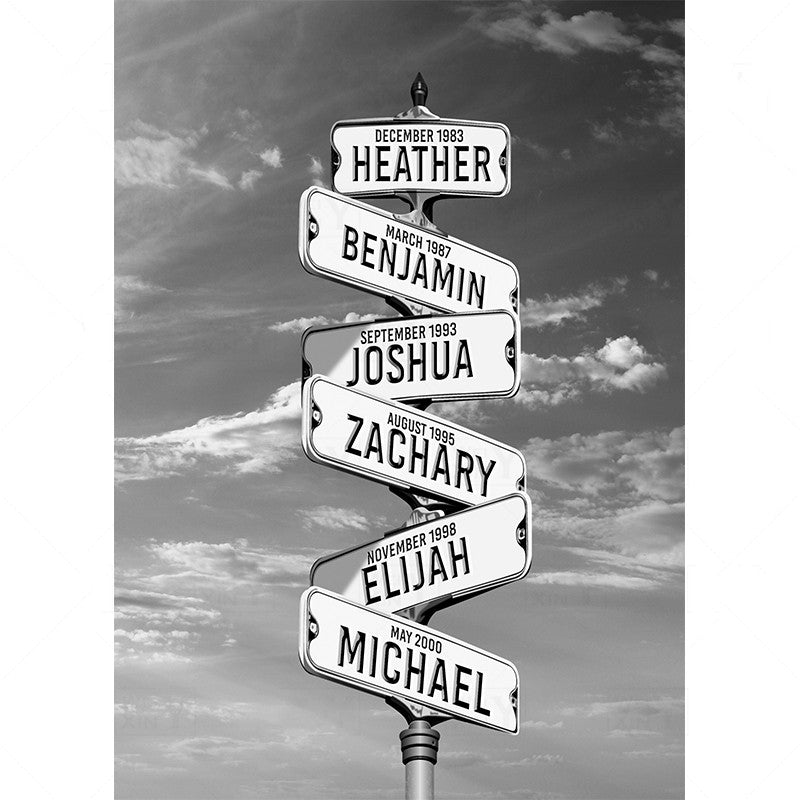 Personalized Street Sign Multi-Name Custom Canvas Wall Art