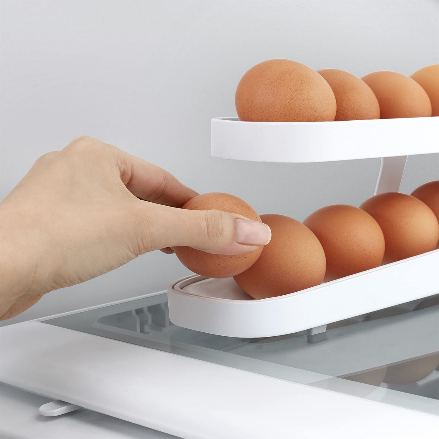 Automatic Scrolling Egg Rack Holder Storage Box