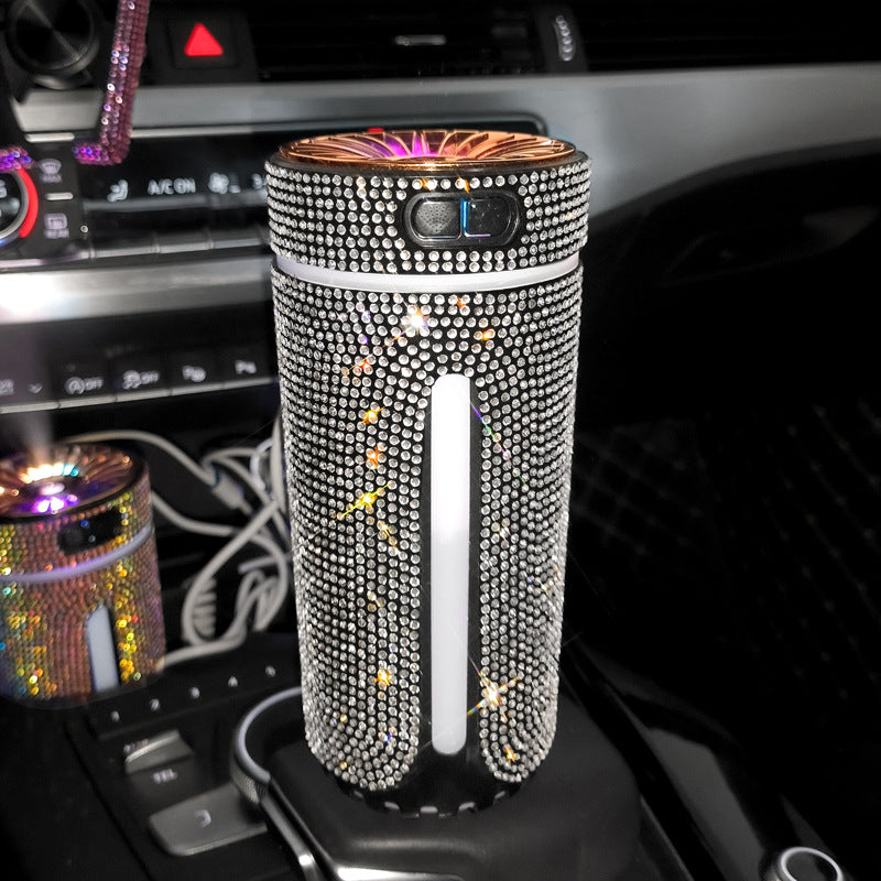 Luxury Diamond Car Humidifier LED Light Car Diffuser Auto Air Purifier