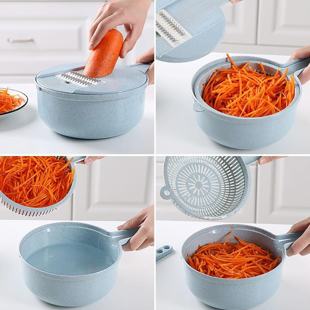 8 In 1 Mandoline Vegetable Slicer/Peeler With Strainer