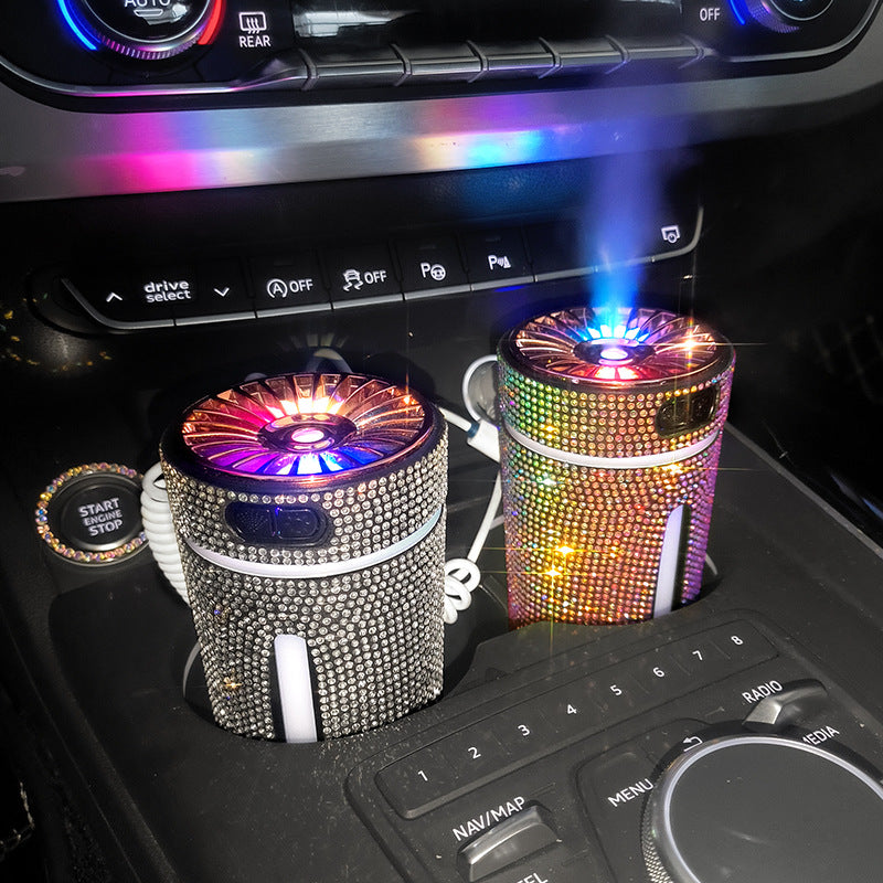 Luxury Diamond Car Humidifier LED Light Car Diffuser Auto Air Purifier