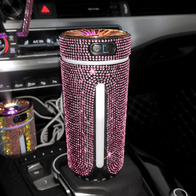 Luxury Diamond Car Humidifier LED Light Car Diffuser Auto Air Purifier