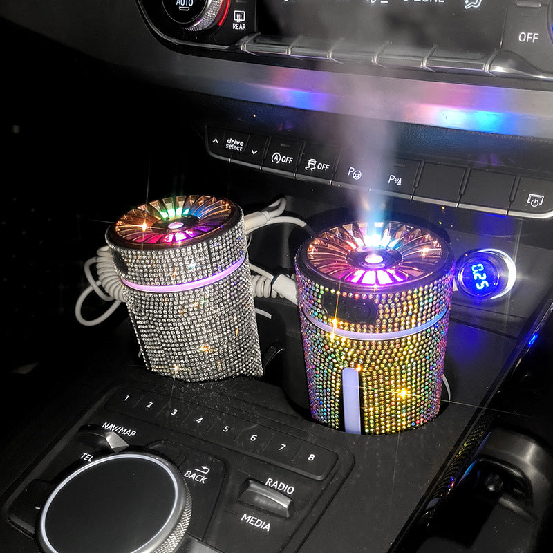 Luxury Diamond Car Humidifier LED Light Car Diffuser Auto Air Purifier